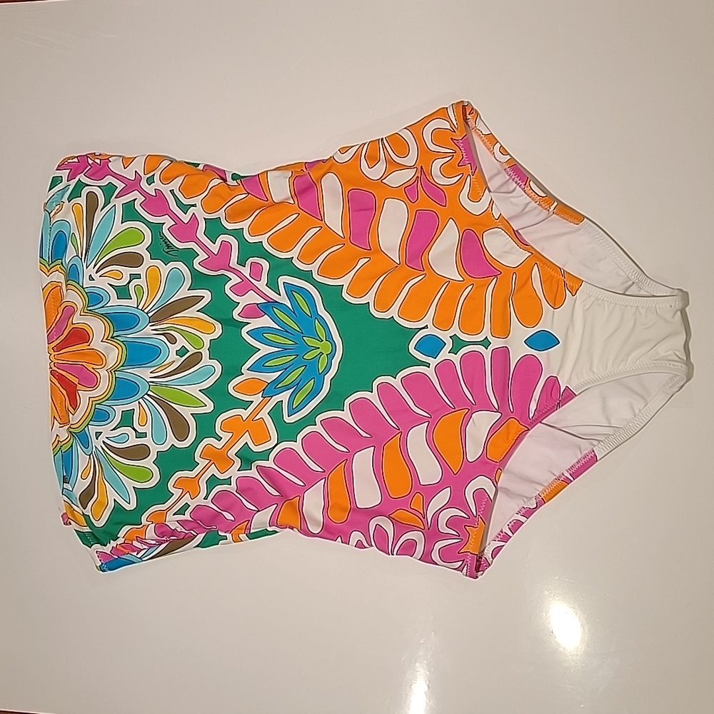 Trina Turk one piece size 8 bandeau with removable halter strap